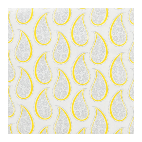 Emma & Mila Craft Print Fabric, Yellow Paisley- Width 112cm