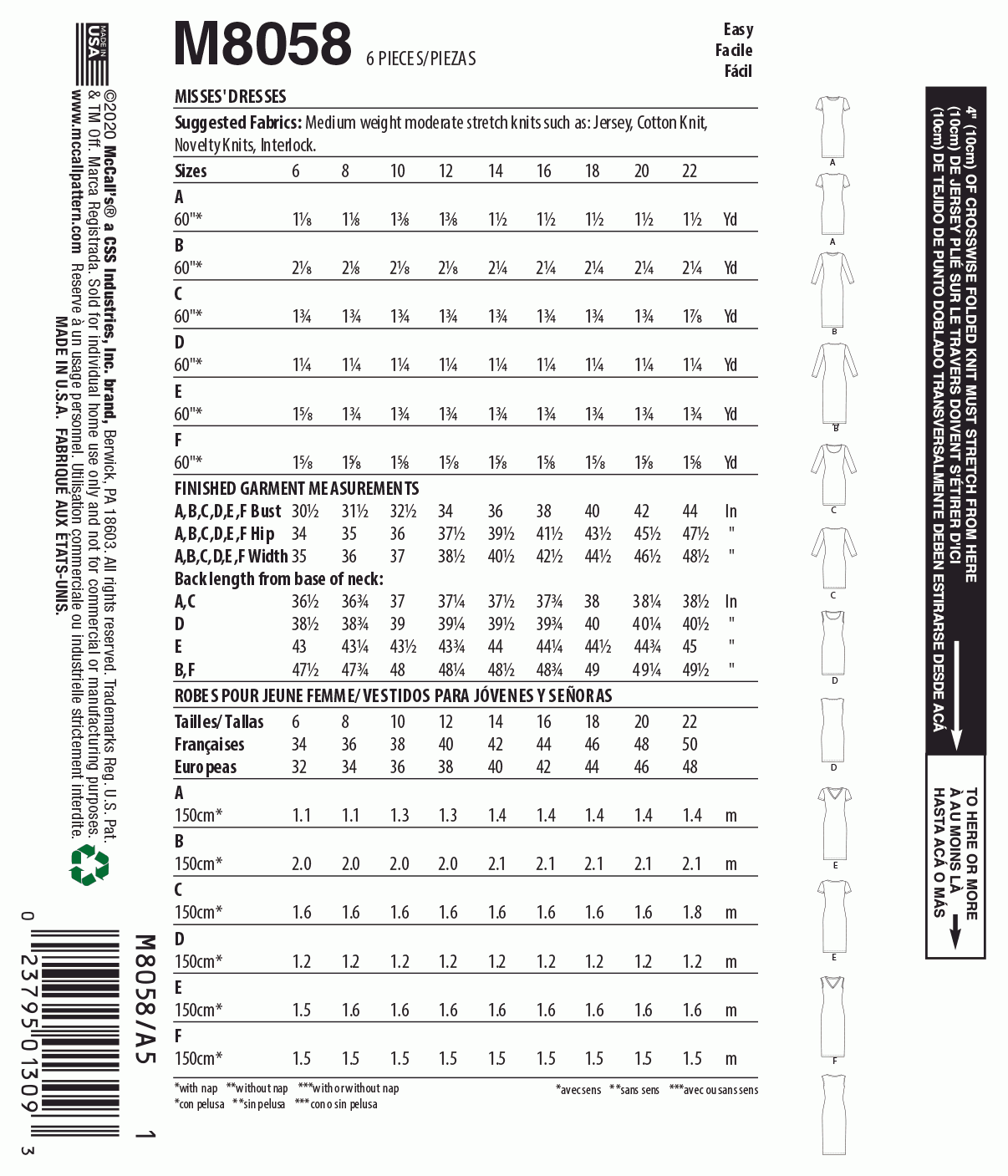 McCall's Pattern M8058 E5 (14-16-18-20-22)