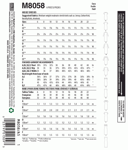 McCall's Pattern M8058 E5 (14-16-18-20-22)