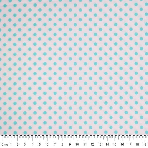 Spots & Stripes Cotton Fabric, Mid Spot White & Mint- Width 112cm