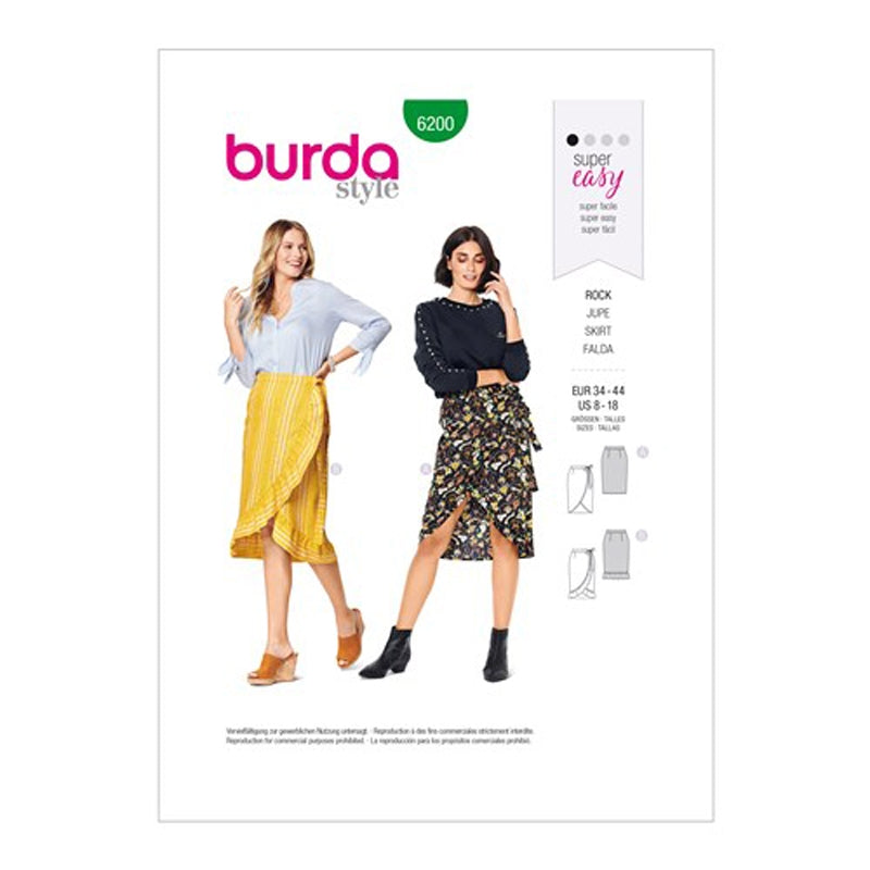 Burda Pattern X06200 Misses' Wrap Skirt With Tie (34-44)