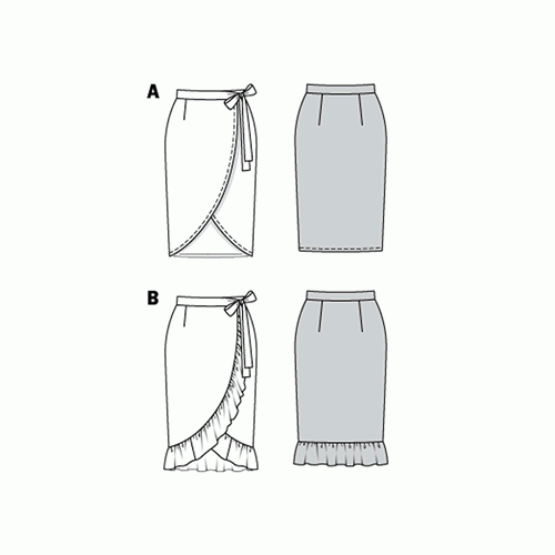 Burda Pattern X06200 Misses' Wrap Skirt With Tie (34-44)
