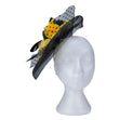 Fascinator with Goose Feather Accent, Yellow Mesh