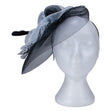Fascinator with Goose Feather Accent, White Mesh