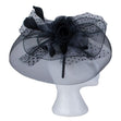 Fascinator with Goose Feather Accent, Black Mesh