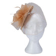 Fascinator with Rooster Feather Accent, Khaki Mesh