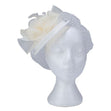 Fascinator with Rooster Feather Accent, Cream Mesh