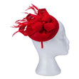 Fascinator with Goose Feather Accent, Red Mesh