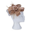 Fascinator with Goose Feather and Net Accent, Khaki Mesh