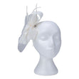Fascinator with Goose Feather and Net Accent, Cream Mesh