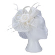 Fascinator with Goose Feather and Net Accent, Cream Mesh