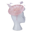 Fascinator with Goose Feather and Sinamay Accent, Cream Mesh
