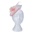 Fascinator with Goose Feather and Sinamay Accent, Pink Mesh