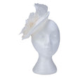 Fascinator with Goose Feather, Net & Sinamay Accent, Cream Mesh