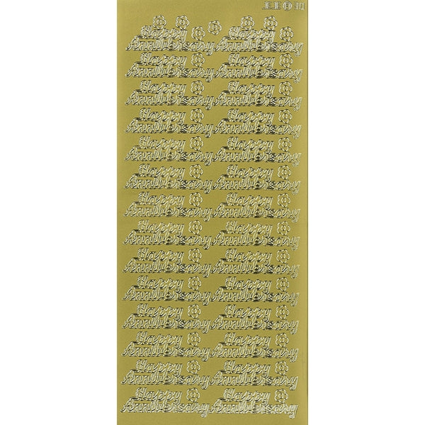 Arbee Sticker, Happy Anniversary w/ Flower- Gold