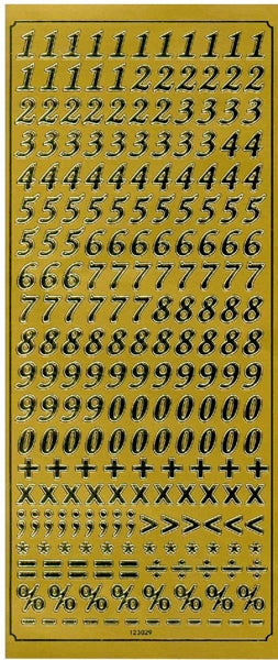 Arbee Sticker, Numbers Extra Small- Gold