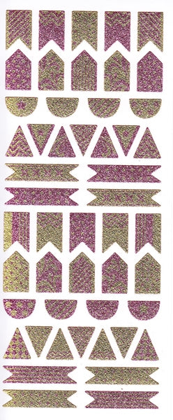 Arbee Sticker, Glitter Pennant- Pink/Gold