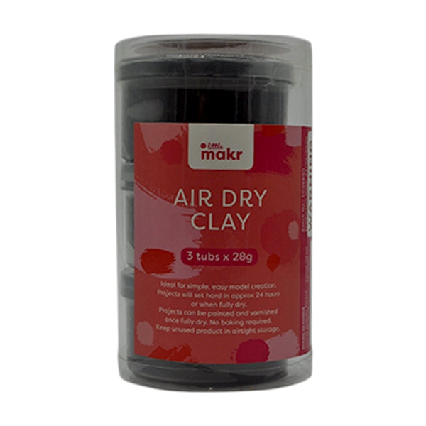 Little Makr Air Dry Clay in Plastic Tub, Black- 3pk