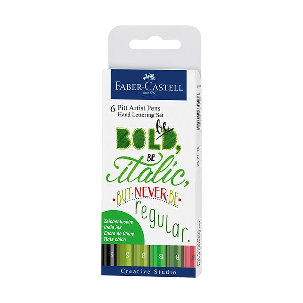 Faber-Castell Pitt Artist Hand Lettering Pens, Greens- 6pk