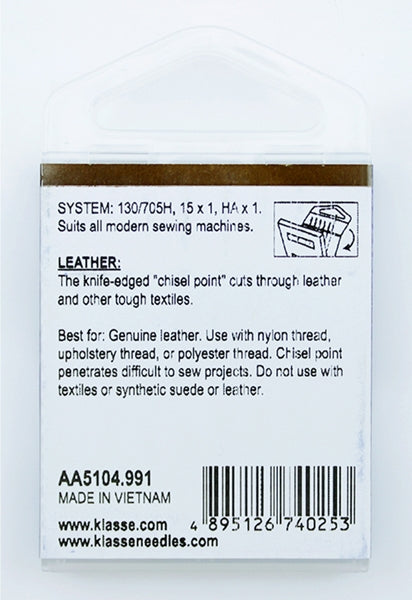 Klasse Leather Mix Machine Needle, Size 80/90- 6pk