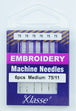 Klasse Embroidery Machine Needle, Size 75/11- 6pk