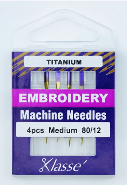 Klasse Embroidery-Titanium Machine Needle, Size 80/12- 4pk