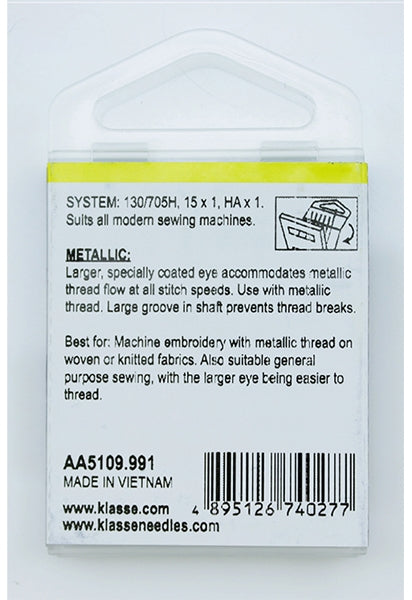 Klasse Embroidery-Titanium Machine Needle, Size 80/90- 6pk