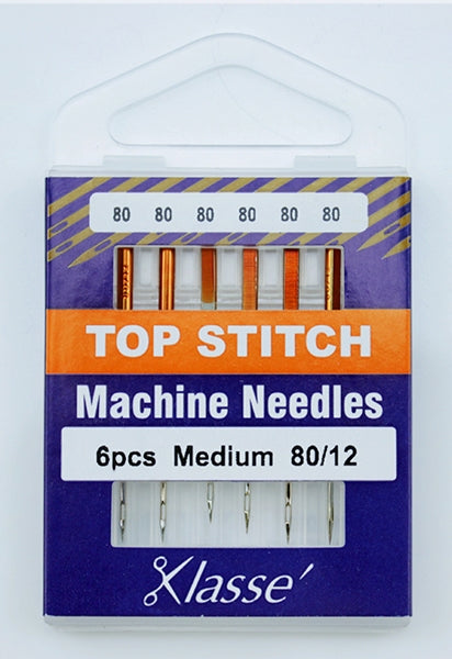 Klasse Topstitch Machine Needle, Size 80/12- 6pk