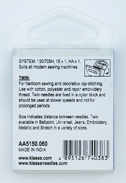 Klasse Twin-Universal Machine Needle, Size 100/6.0mm