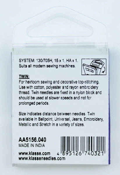 Klasse Twin-Stretch Machine Needle, Size 75/4.0mm