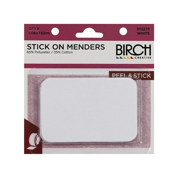 Birch Stick On Menders, White- 8pk