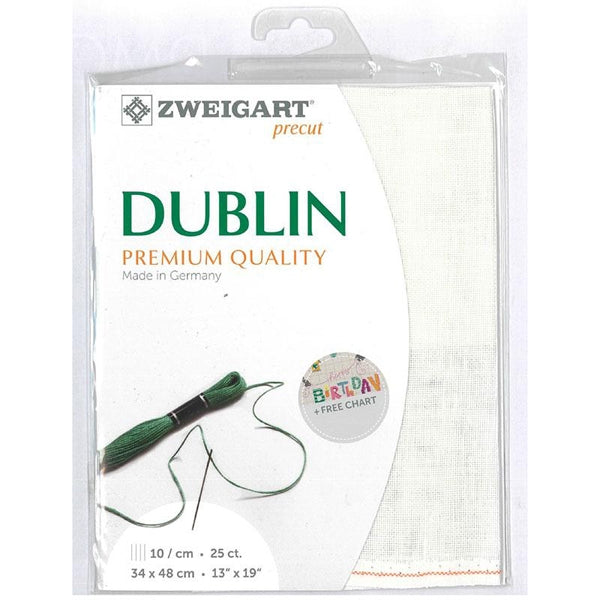 Zweigart Precut Dublin Linen, Silver & White- 25cnt