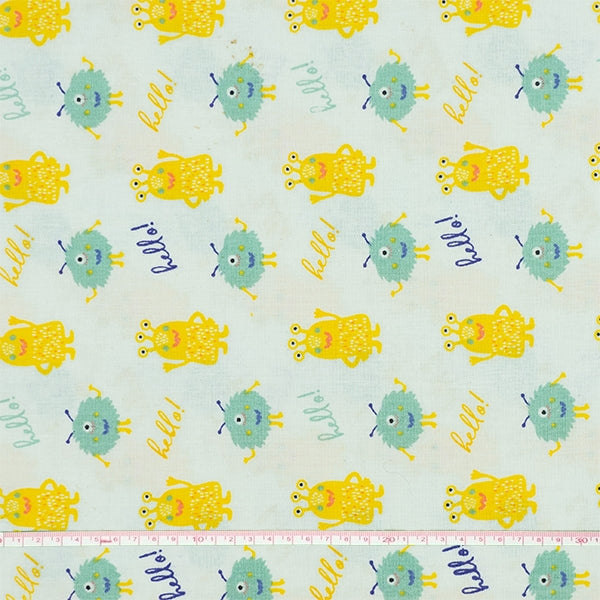 Little Monsters Fabric, Hello- Width 112cm