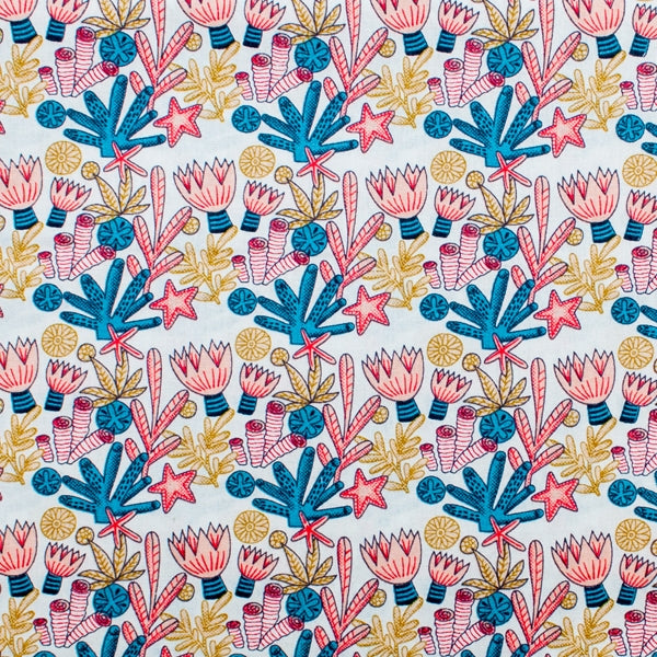 Under the Sea Cotton Fabric, Sea Coral- Width 112cm