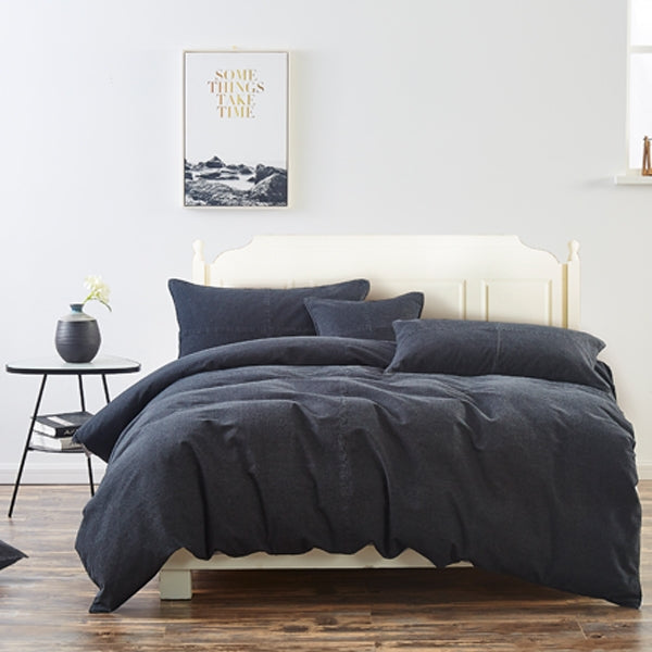 Urban Loft Stonewash Denim Quilt Cover Set, Black