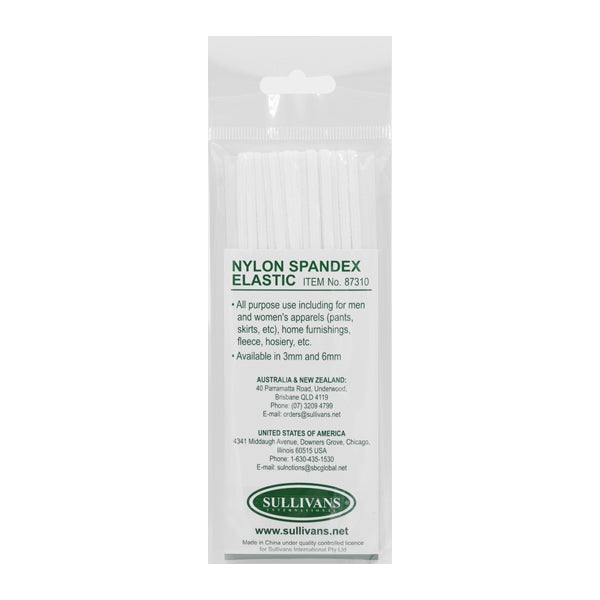 Sullivans Elastic, White- 3 mm