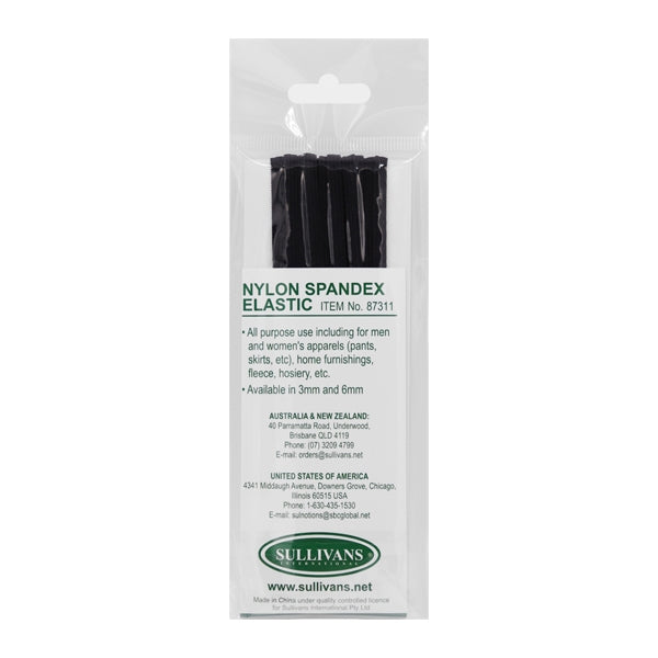 Sullivans Elastic, Black- 3 mm