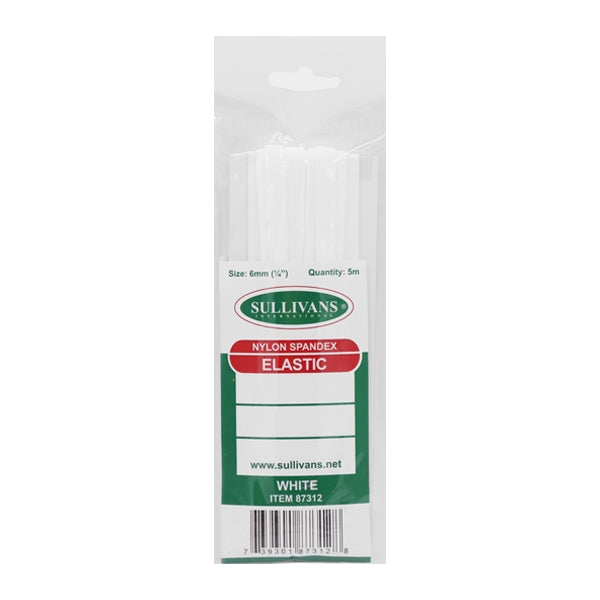 Sullivans Elastic, White- 6 mm