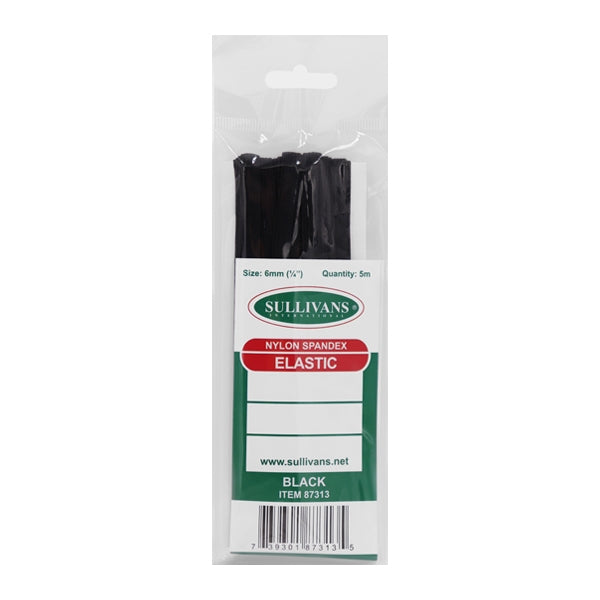 Sullivans Elastic, Black- 6 mm