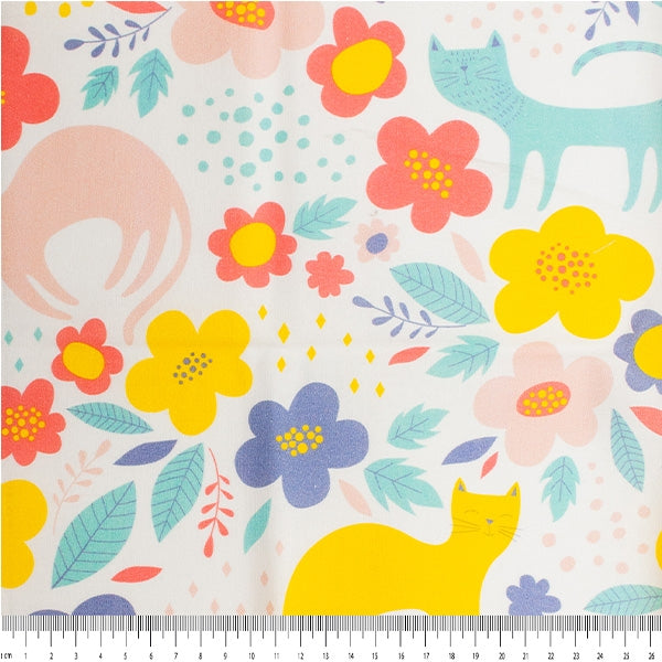 Animal Crazy Fabric, Colourful Cat- Width 112cm – Lincraft