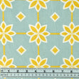 Sunny Vibe Fabric, Duck Egg Gold Tile- Width 112cm
