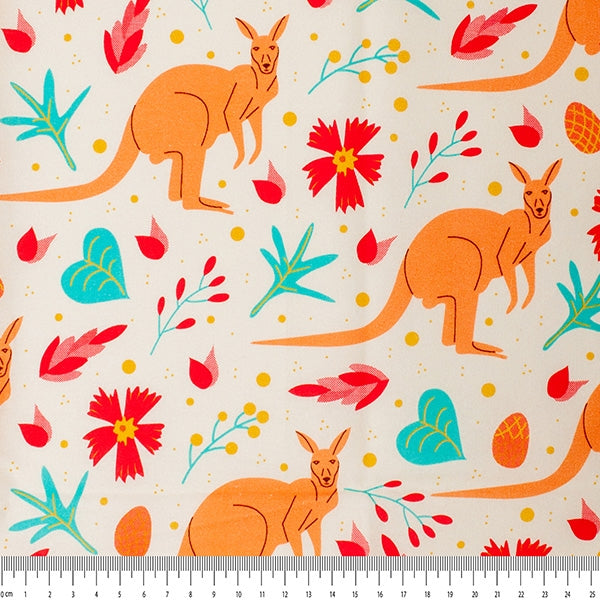 Gumnuts Cotton Fabric, Kangaroo- Width 112cm