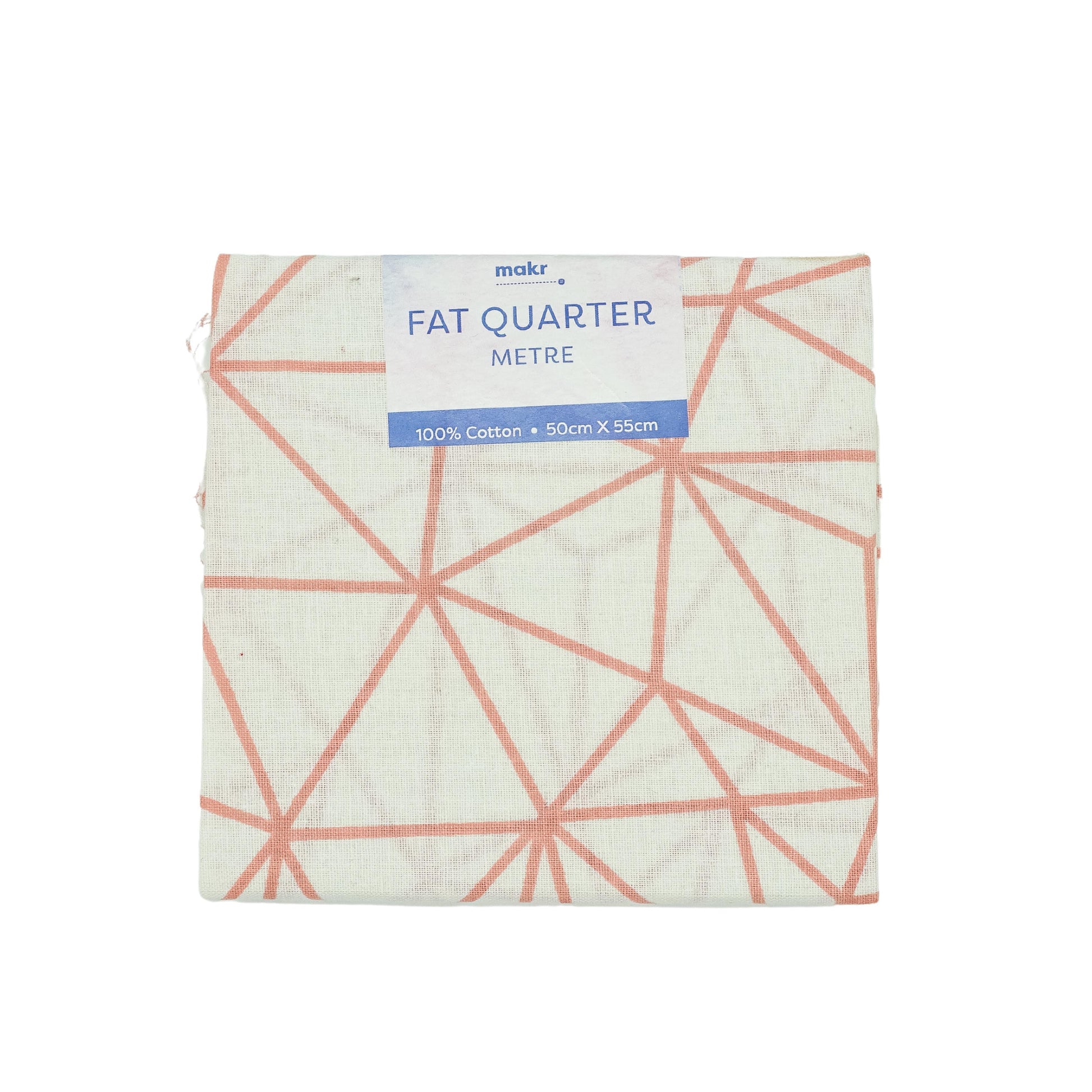 Fat Quarter Metre Fabric, Cream/Coral Architect- 50cmx55cm