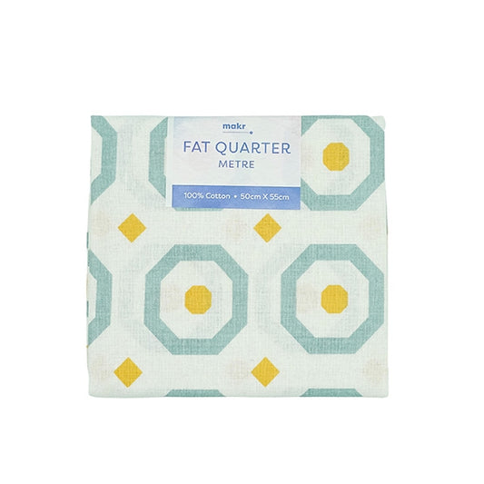 Fat Quarter Metre Fabric, Duck Egg Gold Small Tile- 50cmx55cm