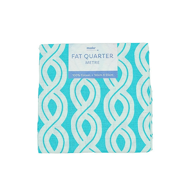 Fat Quarter Metre Fabric, Ropes Aqua- 50cmx55cm