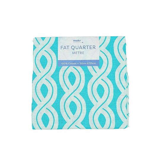 Fat Quarter Metre Fabric, Ropes Aqua- 50cmx55cm