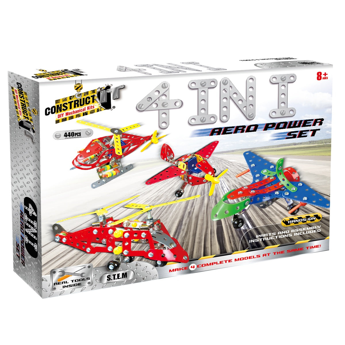 Construct It DIY Mechanical Kit, Aero Power 4-in-1- 440pc