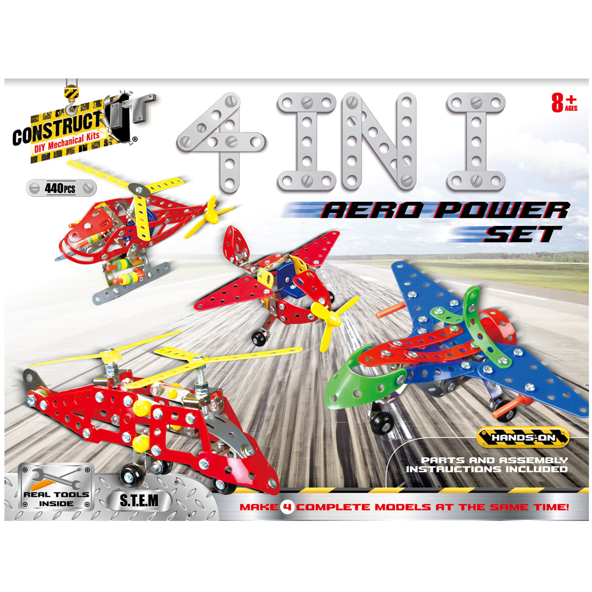 Construct It DIY Mechanical Kit, Aero Power 4-in-1- 440pc