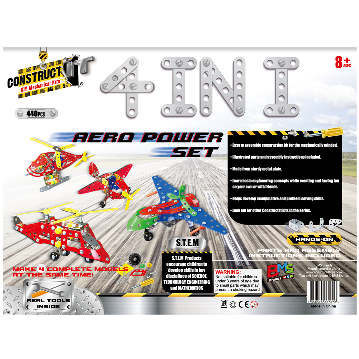 Construct It DIY Mechanical Kit, Aero Power 4-in-1- 440pc