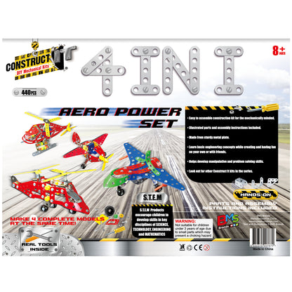 Construct It DIY Mechanical Kit, Aero Power 4-in-1- 440pc